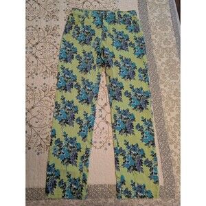 DG2 Diana Gilman green blue floral denim jeans pants 4p